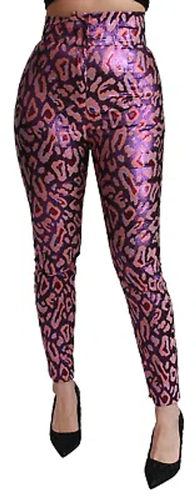Pre-owned Dolce & Gabbana Multicolor Patterned Cropped High Waist Pants