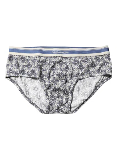 Dolce & Gabbana Multicolor Patterned Regular Brief Underwear In Gray