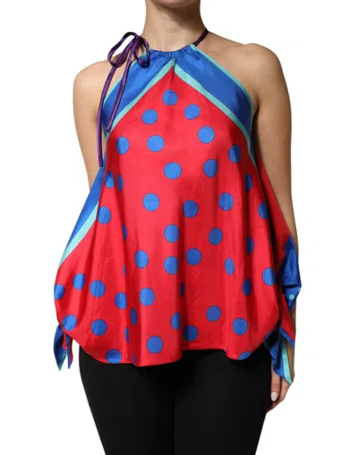 Dolce & Gabbana Multicolor Polka Dot Tie Halter Blouse  Women's Top