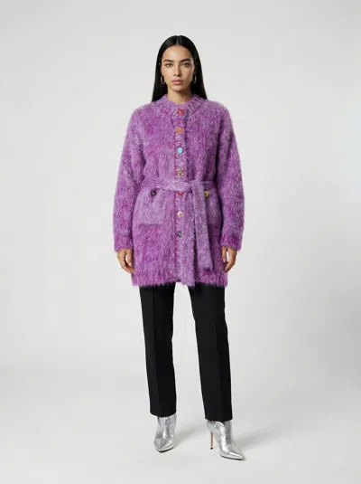 Dolce & Gabbana Knit Wool-blend Cardigan In Purple