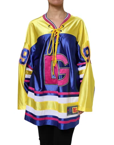 Pre-owned Dolce & Gabbana Multicolor Polyester Long Sleeves V-neck Women's Top ()