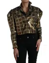 Dolce & Gabbana Multicolor Polyester Sequined Cropped Jacket In Brown