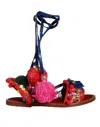 Dolce & Gabbana Multicolor Pom Pom Fur Wrap Sandals Shoes