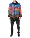 Dolce & Gabbana Multicolor Print Hooded Windbreaker Jacket In Blue
