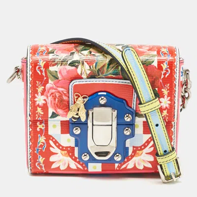 Pre-owned Dolce & Gabbana Multicolor Print Leather Mini Lucia Crossbody Bag