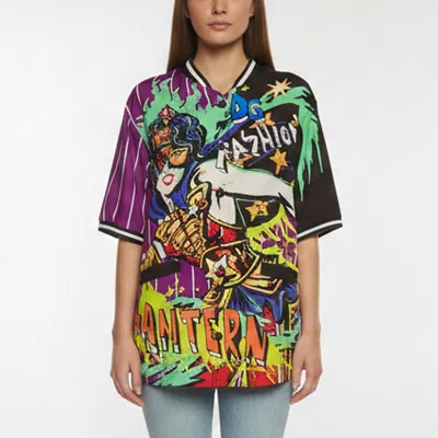 Pre-owned Dolce & Gabbana Multicolor Printed Crepe Short Sleeve Top Xs