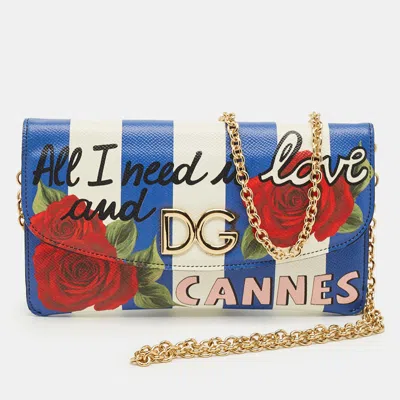 Pre-owned Dolce & Gabbana Multicolor Printed Leather Chain Clutch