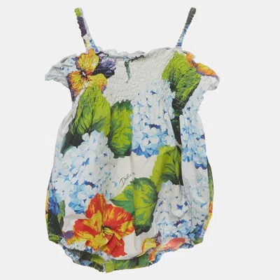 Pre-owned Dolce & Gabbana Multicolor Printed Ruched Romper 6-9 M