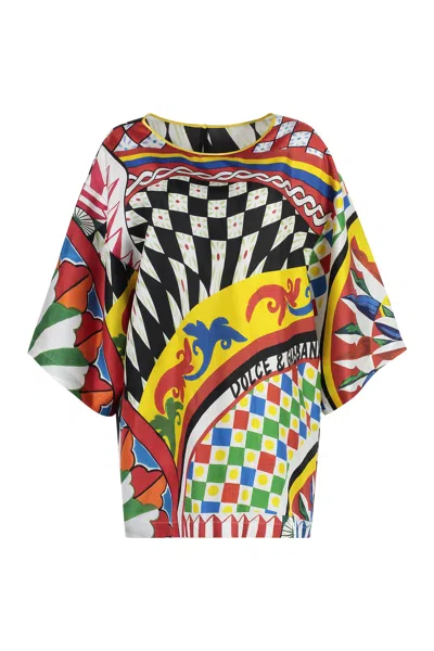 DOLCE & GABBANA MULTICOLOR PRINTED SILK BLOUSE FOR WOMEN