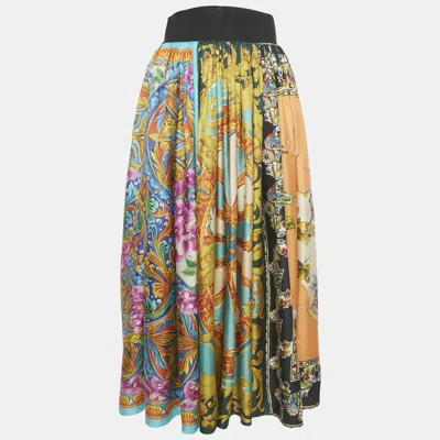 Pre-owned Dolce & Gabbana Multicolor Printed Silk Maxi Skirt S