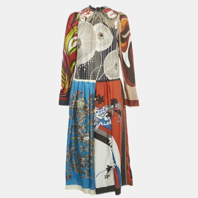 Pre-owned Dolce & Gabbana Multicolor Printed Silk Midi Dress S
