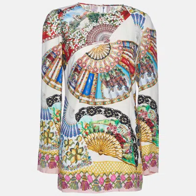 Pre-owned Dolce & Gabbana Multicolor Printed Silk Short Dress M
