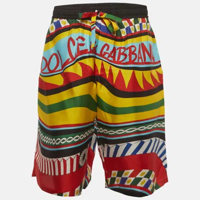 Pre-owned Dolce & Gabbana Multicolor Printed Silk Shorts M