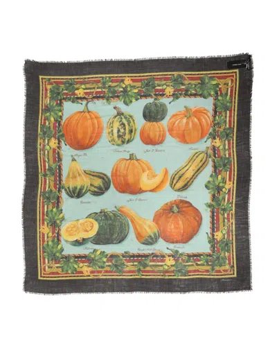 Pre-owned Dolce & Gabbana Multicolor Pumpkin Cashmere Stole 137cm X 133cm  Women's Scarf ()
