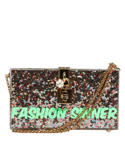 Dolce & Gabbana Multicolor Pursebox Fashion Sinner Glitter Crossbody Bag