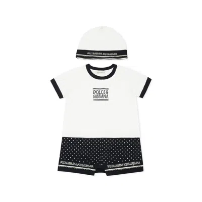 Dolce & Gabbana Multicolor Romper Set For Baby Boy With Logo