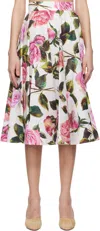 Dolce & Gabbana Multicolor Rose-print Cotton Circle Midi Skirt In Ha5ig Rose Rosa F.bc
