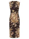 Dolce & Gabbana Rose Cretonne Charmeuse Sleeveless Midi Dress In Multi
