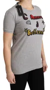 Dolce & Gabbana Multicolor Sequined Amore E Bellezza T-shirt In Gray