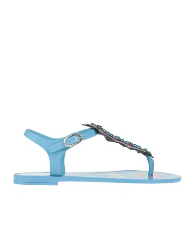 Dolce & Gabbana Multicolor Shiny Flip Flops In Blue