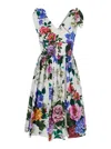 Dolce & Gabbana Multicolor Short Dress With All-over Floral Print