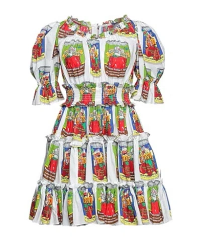 Dolce & Gabbana Multi-color Short Sleeve Ruched Dress