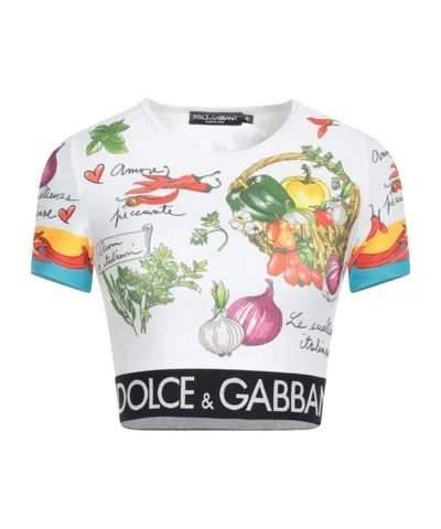 Dolce & Gabbana Multicolor Short-sleeve T-shirt In White