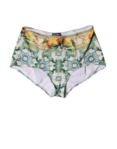 Pre-owned Dolce & Gabbana Multicolor Sicily High Waist Bikini Bottom Women's Swimwear ()