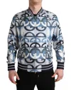 Dolce & Gabbana Multicolor Logo Print Bomber Blouson Jacket In Blue