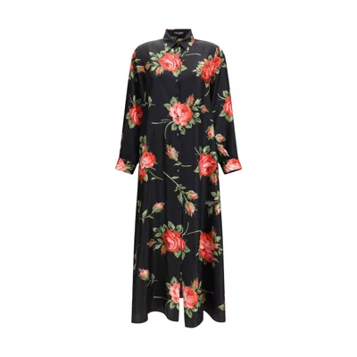 Dolce & Gabbana Multicolor Silk Casual Women's Dress In Black