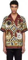 Dolce & Gabbana Cats Print Silk Bowling Shirt In Hh5id/gatti