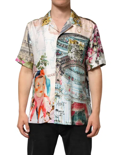 Pre-owned Dolce & Gabbana Multicolor Silk Opera Print Men Casual Men's Shirt ()