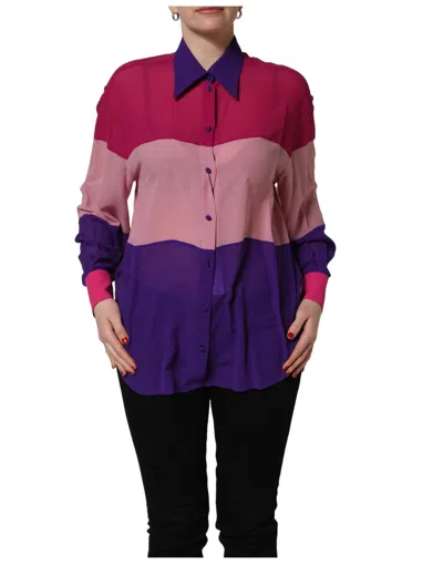 Dolce & Gabbana Multicolor Silk Patchwork Shirt Blouse Women's Top