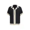 Dolce & Gabbana Men Hawaii Shirt With Logo And Striped Print In Black