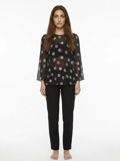 Dolce & Gabbana Silk Coin-print Blouse In Black