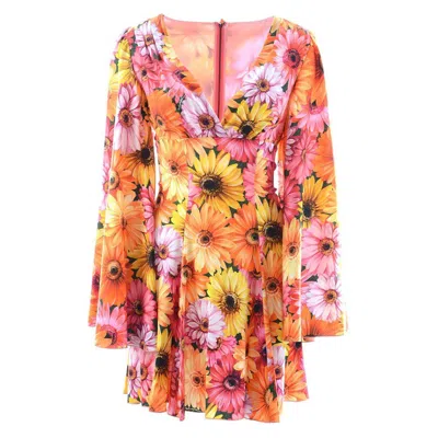 Dolce & Gabbana Woman Mini Dress Fuchsia Size 8 Silk, Elastane In Multicolor