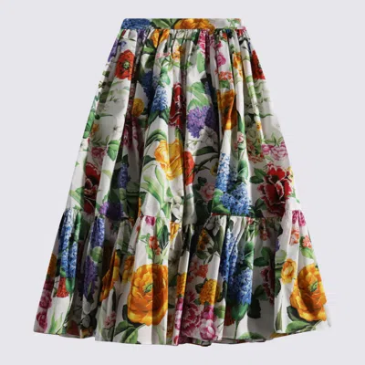 Dolce & Gabbana Kids' Multicolor Skirt In Mix Fiori F. Bianco