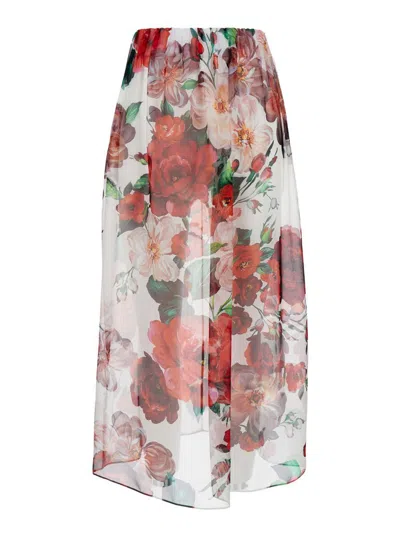 DOLCE & GABBANA MULTICOLOR SKIRT WITH ALL-OVER FLORAL MOTIF