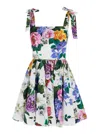 Dolce & Gabbana Multicolor Sleelevelss Mini Dress With Square Neckline And All-over Floral Motif In Cotton Woman In Multicolour