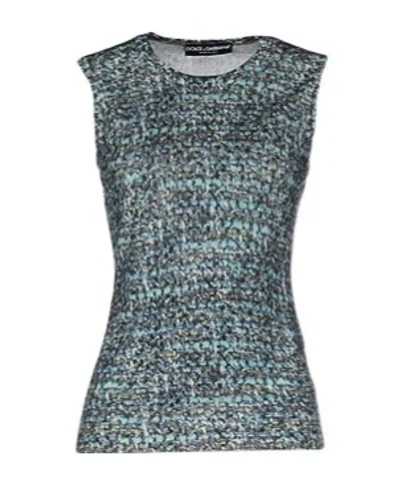 Dolce & Gabbana Multicolor Sleeveless Knit Top In Gray
