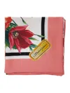 Dolce & Gabbana Multicolor Square Scarf With All-over Floral Print In Silk Woman In Pink
