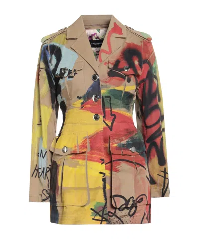 Dolce & Gabbana Multicolor Stretch Jacket In Brown