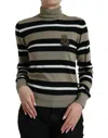 DOLCE & GABBANA DOLCE & GABBANA MULTICOLOR STRIPE WOOL LOGO PULLOVER SWEATER