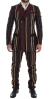Dolce & Gabbana Multicolor Striped Runway 3 Piece Slim Fit Vest Suit In Multicolor