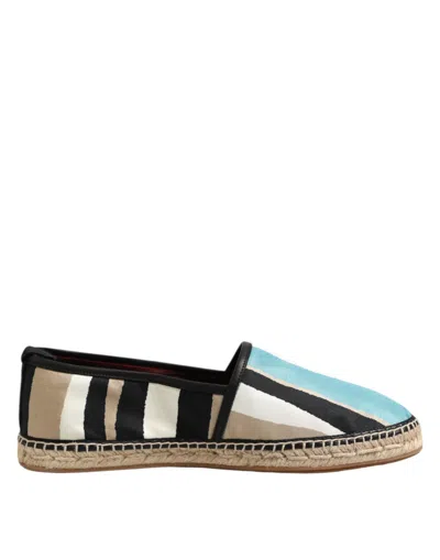 Dolce & Gabbana Multicolor Stripes Canvas Flat Espadrille Men's Shoes