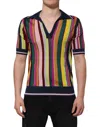 Dolce & Gabbana Multicolor Stripes Collared Men Polo T-shirt In Multi