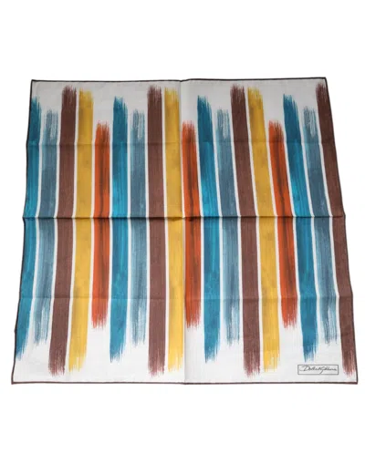 Dolce & Gabbana Multicolor Stripes Cotton Square Foulard Men's Scarf