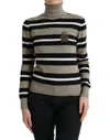 Dolce & Gabbana Multicolor Stripes Logo Turtle Neck Pullover Sweater In Multi