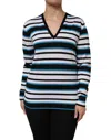 Dolce & Gabbana Multicolor Stripes Long Sleeves V-neck Top In Multi
