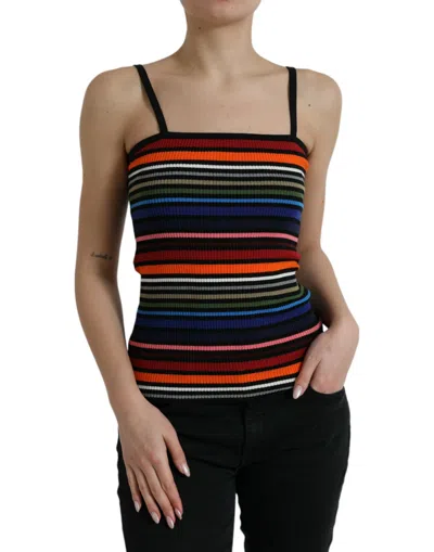 DOLCE & GABBANA DOLCE & GABBANA CHIC STRIPED SPAGHETTI STRAP TANK WOMEN'S TOP